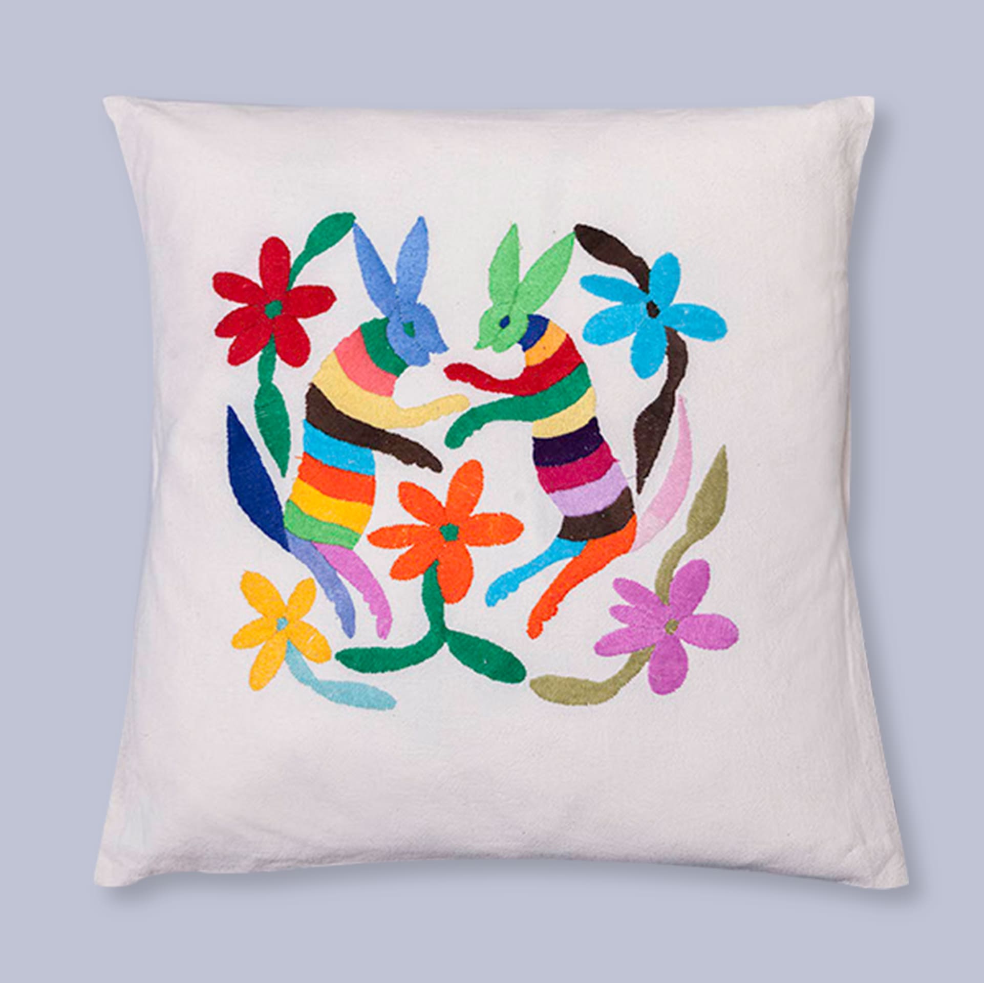 Almohada Decorativa Cuadrada Algodon Bordado Mexicano
