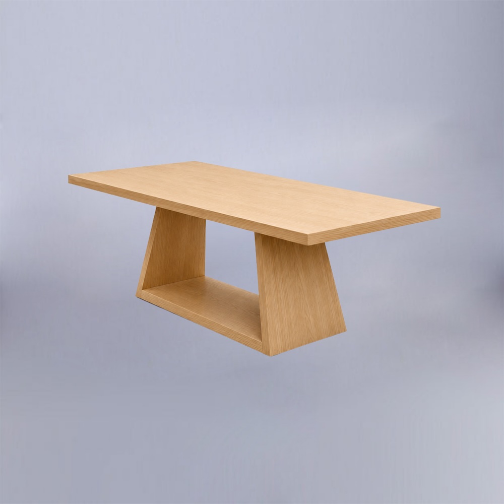 MESA BOXY RECTANGULAR MADERA ENCINO BASE TRAPECIO